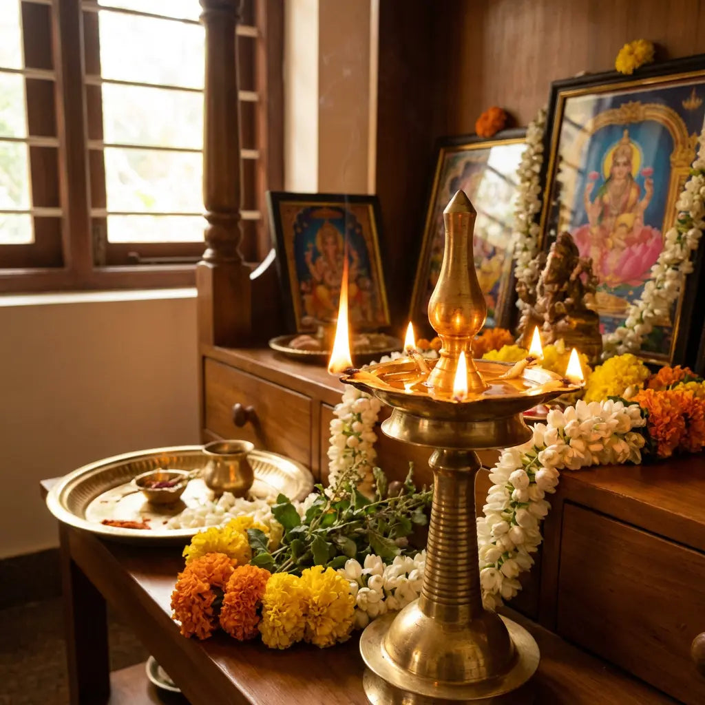 Traditional Nilavilakku Brass Lamp for Daily Pooja